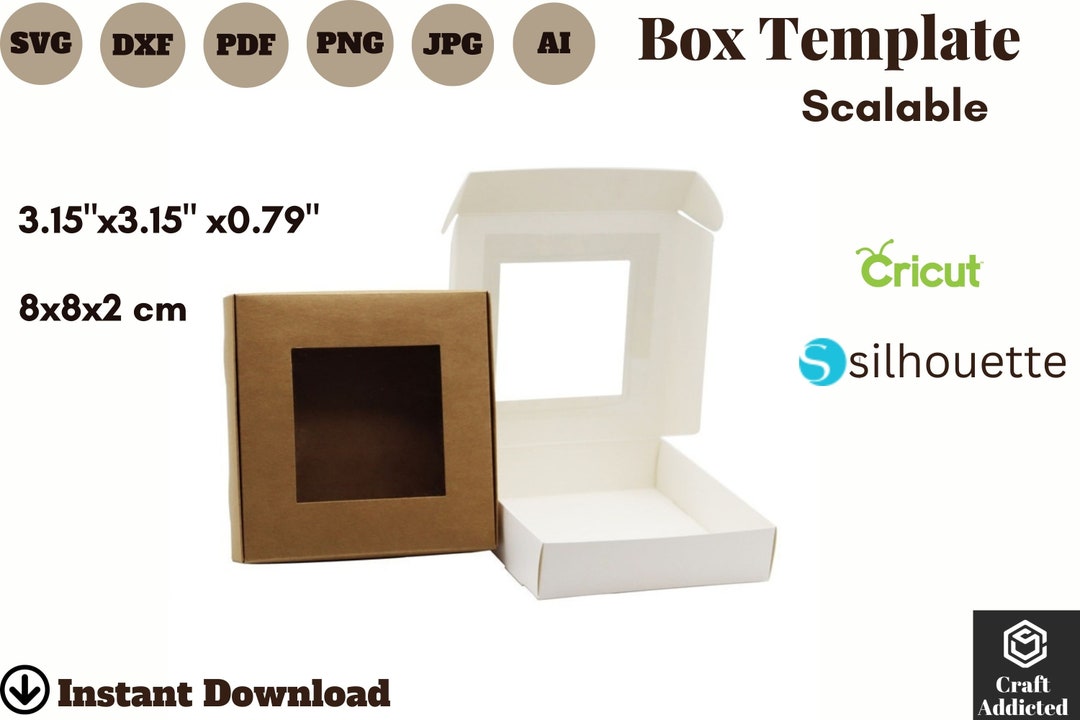 Gift Box Template With Window Svg, Box DXF, Packaging Box SVG, Box ...