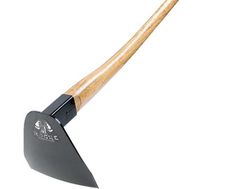 Hoe with 7 inch Sharpened Flat Bottom Edge Head with 40 inch Curved Hickory Handle Made in USA