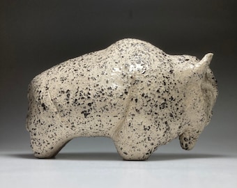 Handmade Ceramic Bison Sculpture - Ceramic Figurine - Ceramic Bison Statue - Handmade Ceramic Bison - Handmade Ceramic Bison Figurines