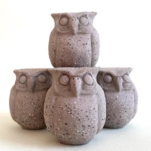 Handmade Speckled Stoneware Owl Sculpture: Unglazed Ceramic Figurine
