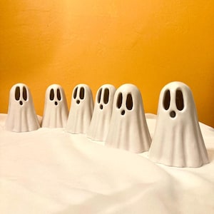 Handmade Ceramic Ghost Tealight Holder: Spooky Halloween Decor