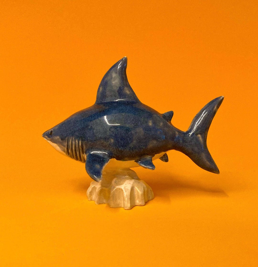 Handmade Ceramic Blue Shark Sculpture: Ocean Decor - Etsy