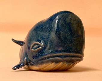 Handmade Ceramic Whale Sculpture – Minimalist Stoneware Whale Figurine – Ocean Inspired Modern Home Decor