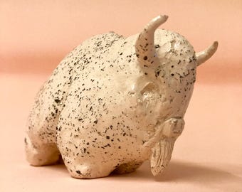 Handmade Ceramic Bison Sculpture - Ceramic Figurine - Ceramic Bison Statue - Handmade Ceramic Bison - Handmade Ceramic Bison Figurines