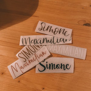 Personalized vinyl stickers in desired height, font and colors | various fonts