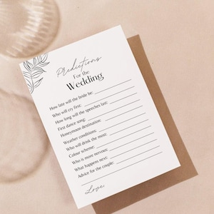 Predicciones de boda Juego de despedida de soltera, Juegos de fiesta de compromiso minimalistas, Juegos de despedida de soltera imprimibles, Juegos divertidos para parejas