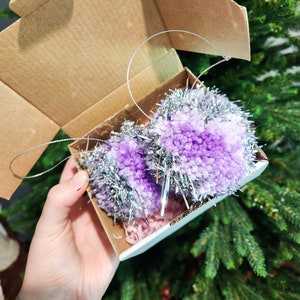 Silver Stride Christmas Pom Pom Baubles, Set of 2, Christmas Tree Ornaments, Christmas Decorations
