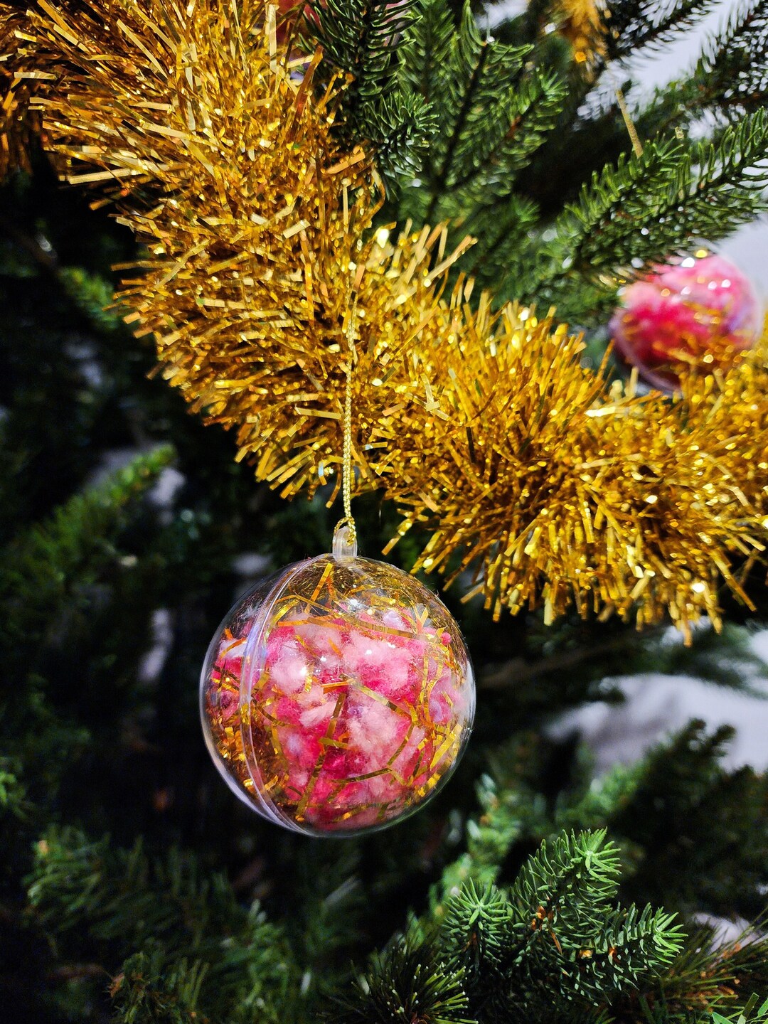 Gold & Pink Waste Free Christmas Baubles Set of 2 or 4 Etsy