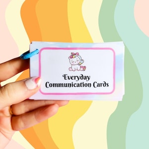 FYSIEKE KOPIE Eenhoorn alledaagse communicatiekaarten, klaar voor verzending / non-verbale autisme / niet-sprekende ondersteuningskaarten