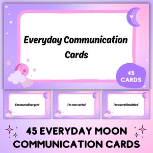 Cartes de communication pour tous les jours mauve étoilé, Cartes imprimables autistes non verbaux, Cartes d'assistance sans parole, Téléchargement numérique instantané
