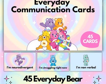 Bear Everyday Communication Cards, Non Verbal Autism Printable Cards, Non Speaking Support Cards, Instant Digital Download