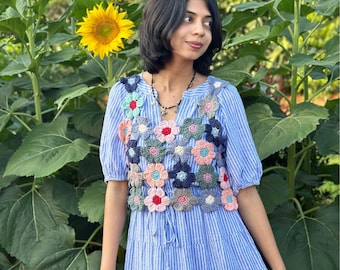 Flower Power Vest PATTERN, Crochet Vest, Dopamine Crochet, Womens Crochet Patterns, 70s Crochet Flower Vest