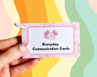 PHYSICAL COPY Axolotl Everyday Communication Cards, Ready to Ship / Non Verbal Autism / Non Speaking Support Cards