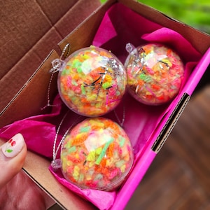 Neon Baubles, Set of 2, 4 or 6 | Waste Free Baubles, Christmas Tree Ornaments, Christmas Decorations, Funky Retro Tree Accessories