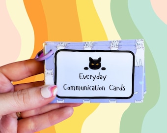 PHYSICAL COPY Black Cat Everyday Communication Cards, Ready to Ship / Non Verbal Autism / Non Speaking Support Cards