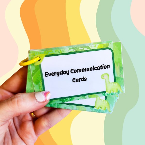 COPIA FISICA Schede di comunicazione quotidiana Green Dinosaur, pronte per la spedizione / Autismo non verbale / Schede di supporto non verbale
