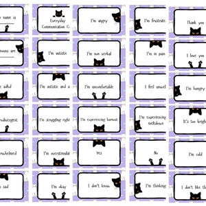 PHYSICAL COPY Black Cat Everyday Communication Cards, Ready to Ship / Non Verbal Autism / Non Speaking Support Cards image 9
