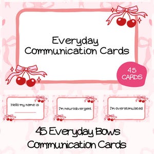 Cherry Bows alledaagse communicatiekaarten, non-verbale autisme afdrukbare kaarten, niet-sprekende ondersteuningskaarten, direct DIGITALE DOWNLOAD