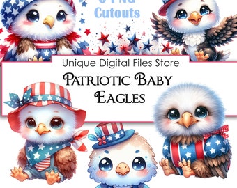 Patriotic Baby Eagles PNG Clipart: USA 4th of July (Digital Download)