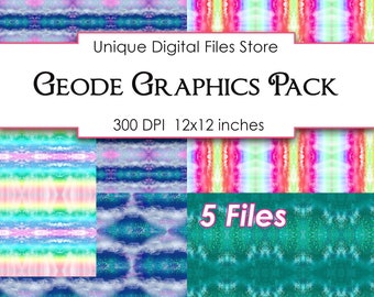 Geode Graphics Pack: Colorful Backgrounds, Printable Art (Digital Download)
