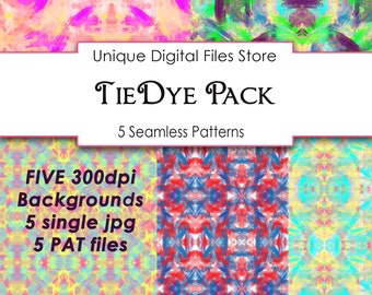 Tie-Dye Seamless Pattern: Hippie Fabric Design (Digital Download)