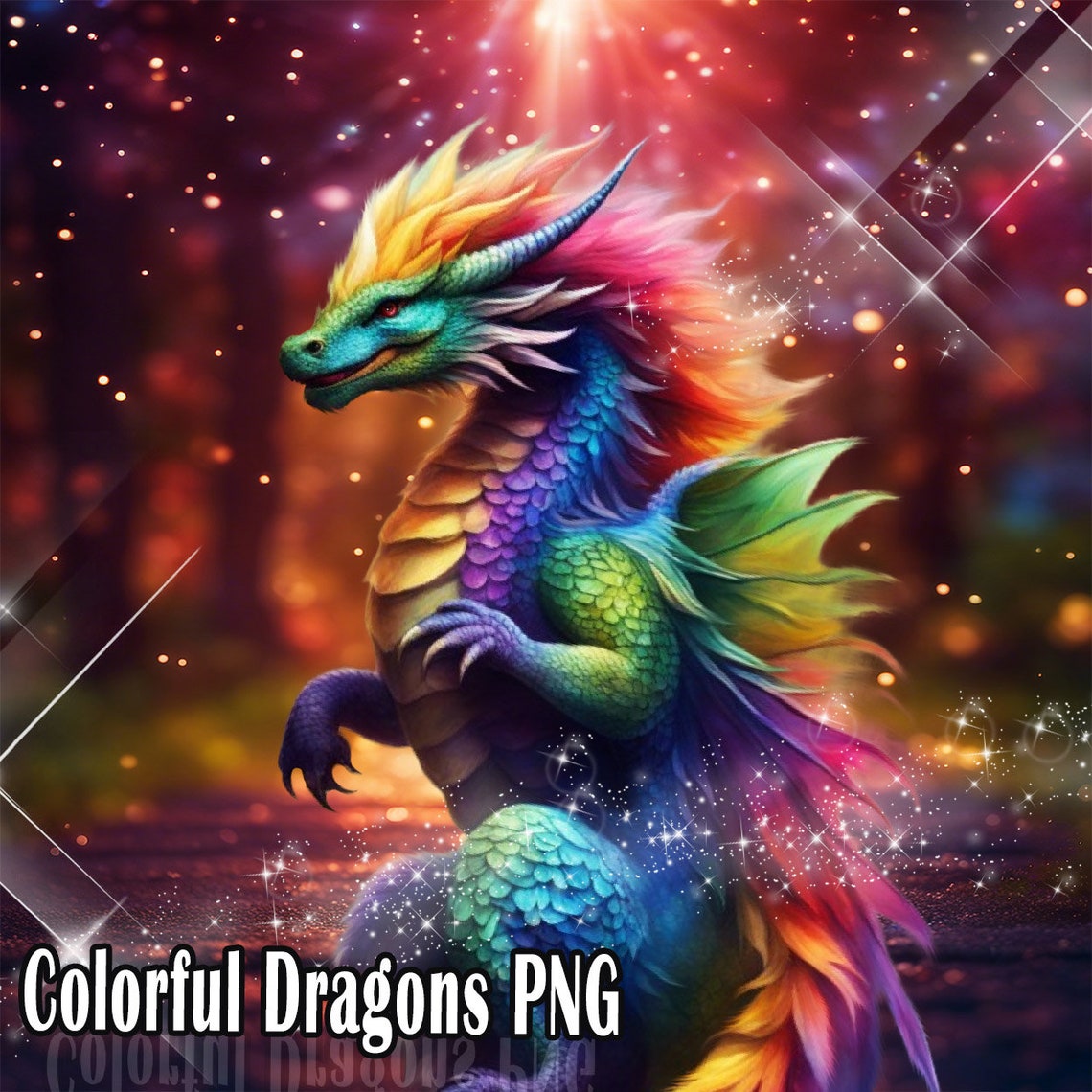 Dragons Colorful PNG, Digital Clipart, Images , 6 Images , Commercial ...