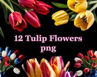 Tulip Flower PNG Clipart: Spring Garden Art (Digital Files)