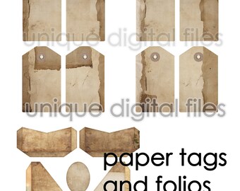 Vintage Paper Tags & Folios: Plain Torn Ephemera (Digital Download)
