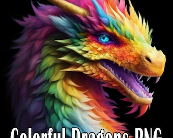 Colorful Dragon PNG Clipart: Fairy Tale Art (Digital Download)