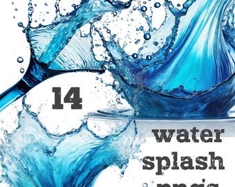 Water Splash PNG Clipart, Transparent Background, 300 DPI (Digital Files)