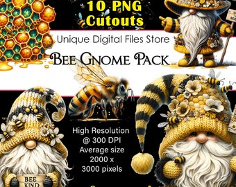 Bee Gnome PNG Illustrations: Commercial Use Clipart (Digital Download)