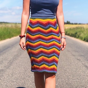 Knitted skirt pattern, easy knit skirt pattern, colorfull knit skirt pattern  (The Cactus skirt)