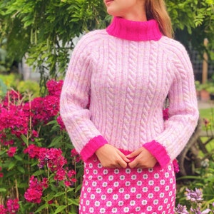 Knitted sweater pattern, knit sweater pattern, beautiful knit sweater pattern, easy cable sweater pattern (the Orchid sweater)