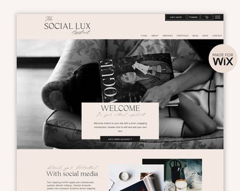 Wix Website Template - wix template for virtual assistant - luxury wix website - premium website design - Social Media Manager - Social Lux