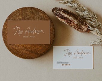 Plantilla de tarjeta de visita Boho, Descarga instantánea, Tarjeta de visita imprimible, Tarjeta de visita mínima editable, Tarjeta de llamada DIY, Canva, Moonchild
