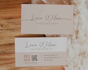 Modern Business Card Template, Printable Boho Business Card, feminine Business Branding, Classic Business Card Design, Photographer, Luna