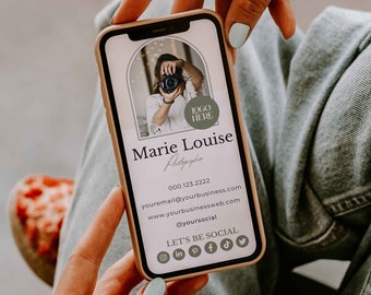 Digital Business Card template - Canva Photographer Business cards - business cards - sage business card - Marie Louise