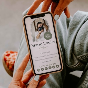 デジタル名刺テンプレート - Canva フォトグラファー名刺 - 名刺 - セージ名刺 - Marie Louise