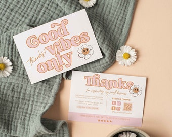 90s Y2K business thank you Template - Cute Groovy thank you notes - Retro Thank You Card Template - boho canva template - printable - Dawn