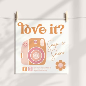 Modèle de carte Snap and Share rétro - Modèle de cartes de réseaux sociaux - DIY Follow Us On Social Media - Like & Connect - Instagram card - Dawn