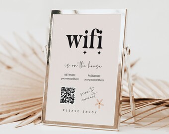 Wifi Password Sign Airbnb Signs Wifi Signs Editable Wifi Sign Template Wifi Password Printable ...