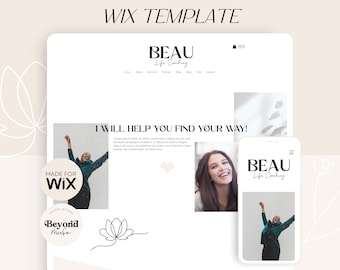 Wix Website Template Coach - minimal boho Wix Template Coach - Modernes Kreatives Webdesign, eKommerce, Shop Theme, Online Business - Beau
