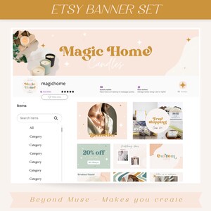 Etsy banner template - Boho etsy shop banner - Retro etsy shop kit - etsy shop banner - Etsy seller - etsy shop branding  Wild Flower