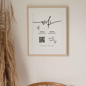 Wifi Sign - Wifi QR Code Sign - Retro Wifi Password Sign - Editable Wifi Password Sign Template ...