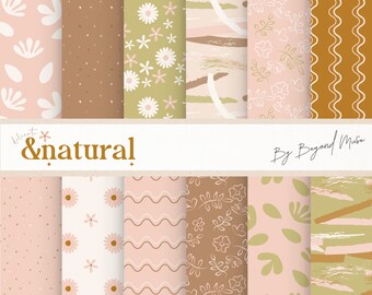 Delicate & natural Seamless Pattern - Digital Paper -  Scrapbook Paper - Designer Paper - Digital Background - Flowers - Art - Leaves - DE1