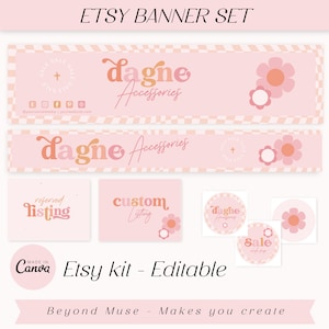 Etsy banner - Etsy shop banners - etsy shop kit - Retro etsy banner template - etsy branding kit -  y2k 90s colorful Branding - Dawn