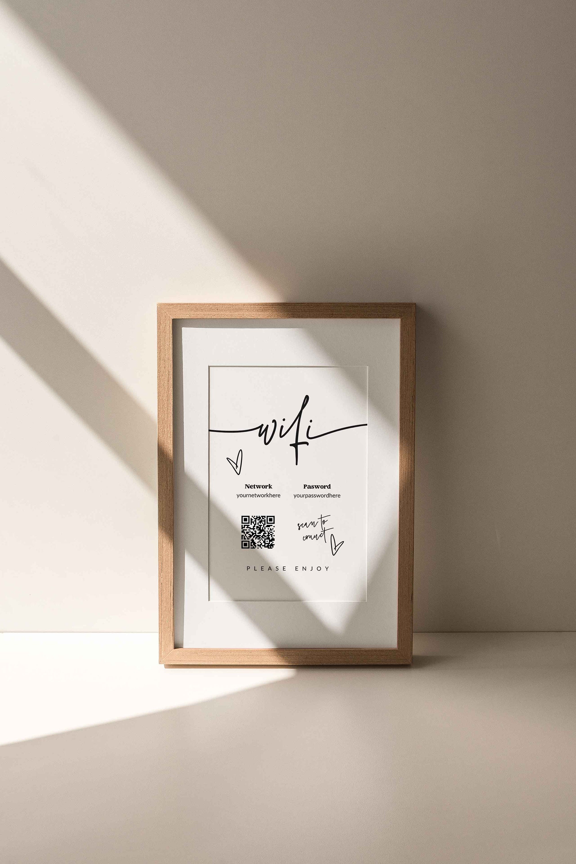 Wifi Sign Wifi QR Code Sign Retro Wifi Password Sign Editable Wifi Password Sign Template ...