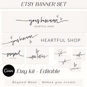 Etsy banner - Etsy shop banners - etsy shop kit - Boho etsy banner template - etsy branding kit - Neutral Beige Aesthetic Branding - Amy