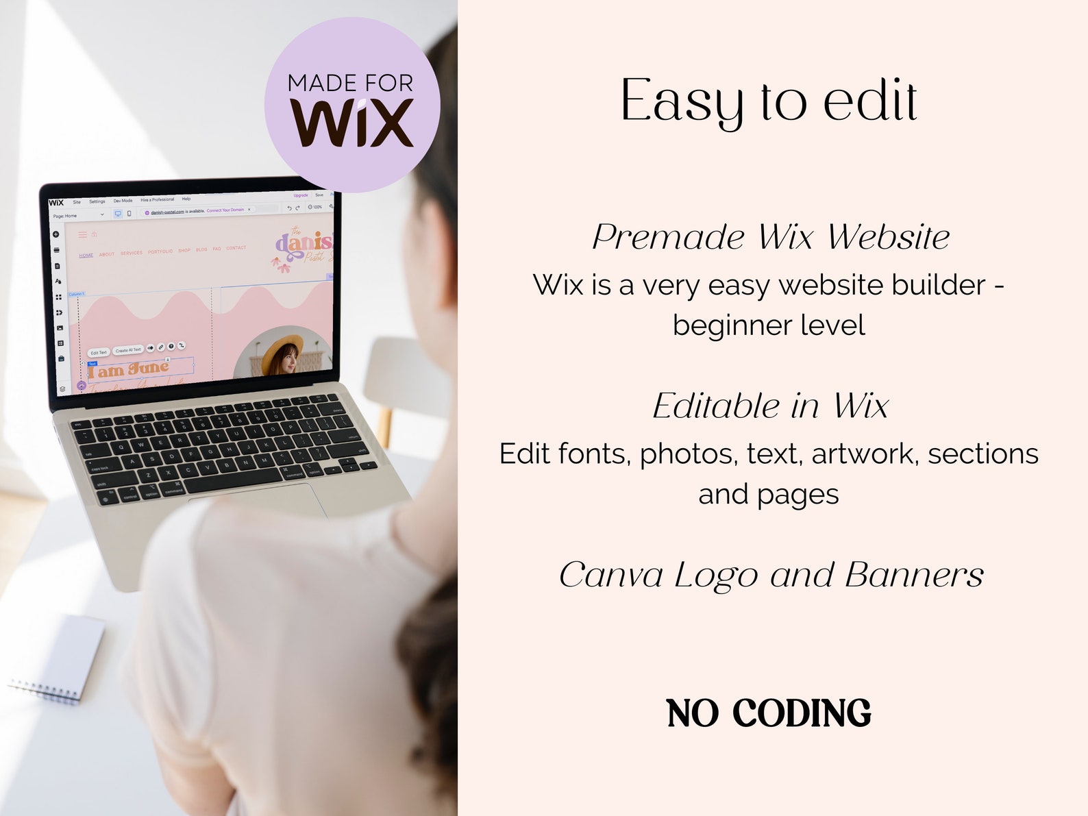 Colorful Wix site Template Bright Retro Portfolio Wix Etsy