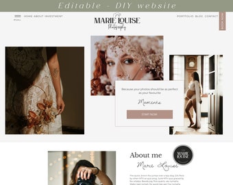 Wix website template Photographer, Sage green, Elegant Wix Template, Modern Wix Website theme for Photographers, Portrait, Wedding - Marie